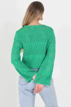Camisola De Malha Perfurada Com Manga Comprida.