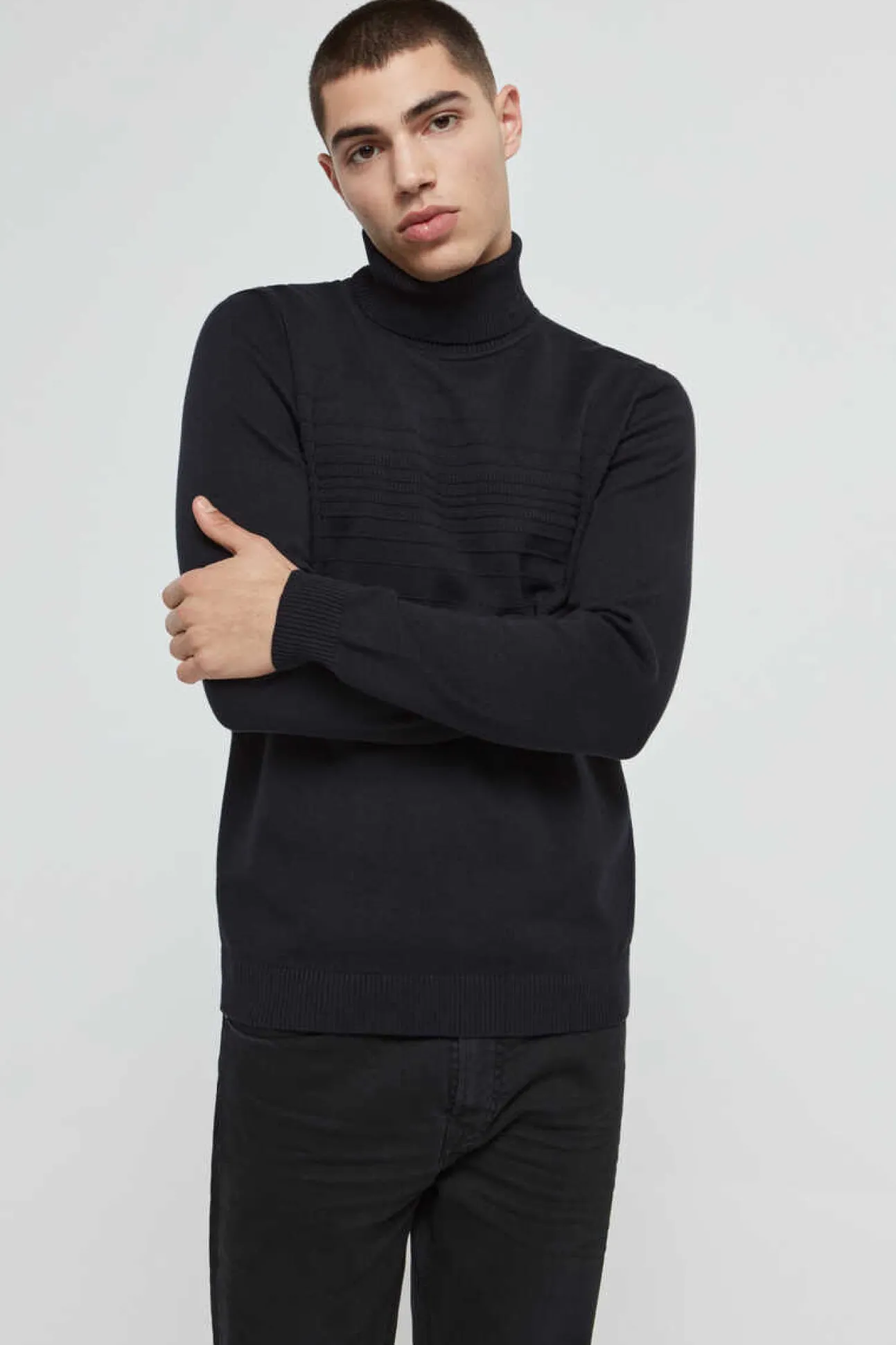 Camisola De Manga Comprida E Gola Dobrada