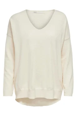 Camisola De Mulher Com Gola Em Bico E Manga Comprida.