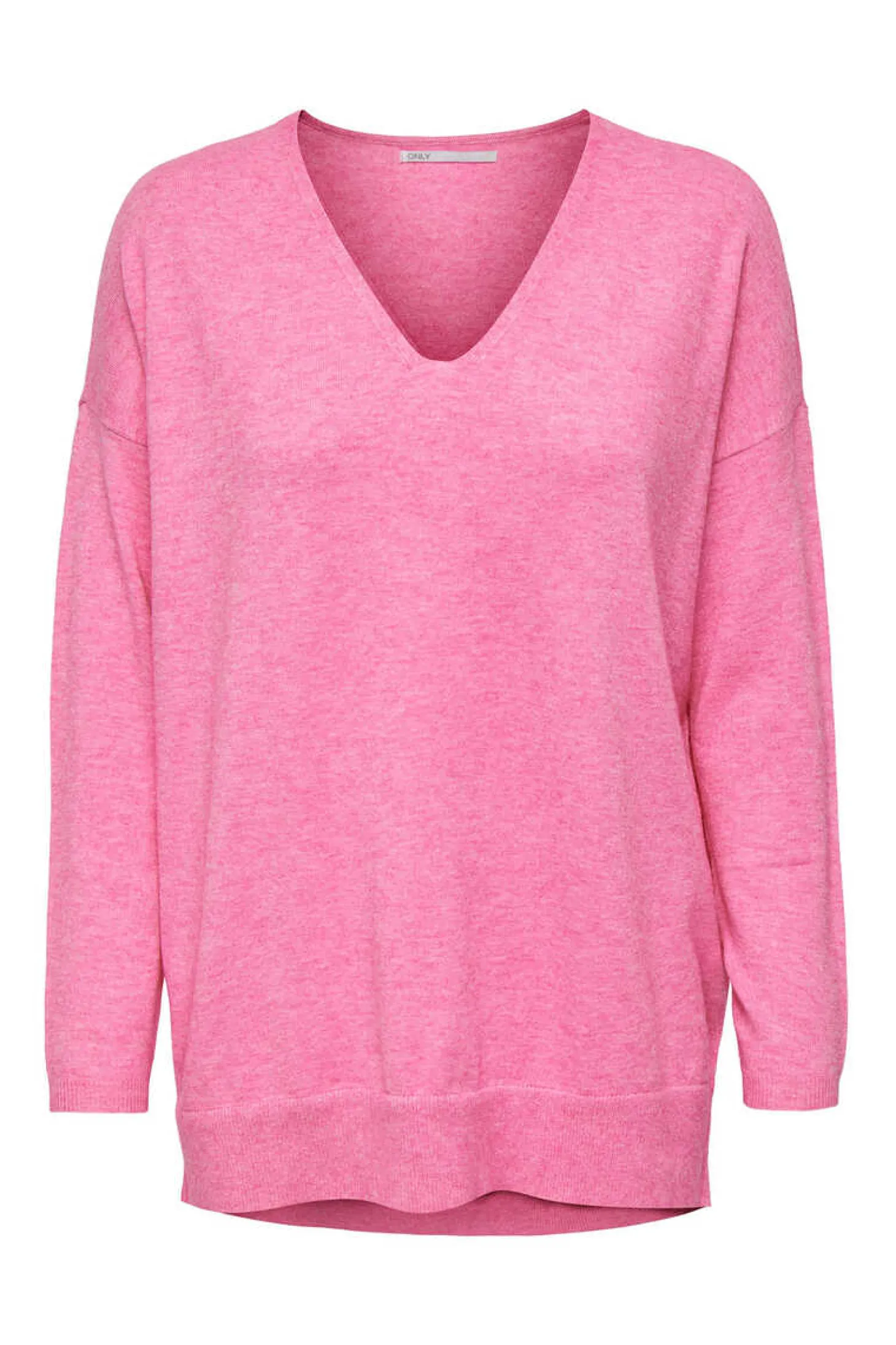 Camisola De Mulher Com Gola Em Bico E Manga Comprida.