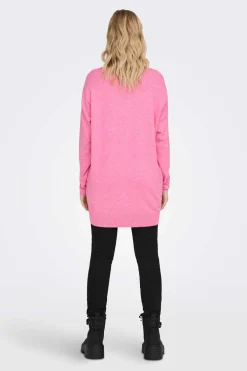 Camisola De Mulher Com Gola Em Bico E Manga Comprida.