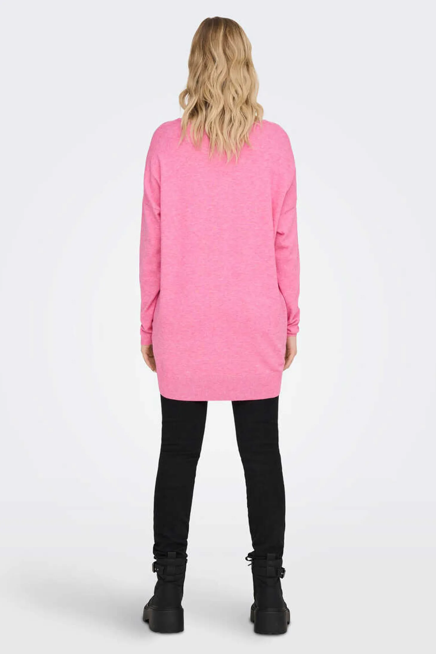 Camisola De Mulher Com Gola Em Bico E Manga Comprida.