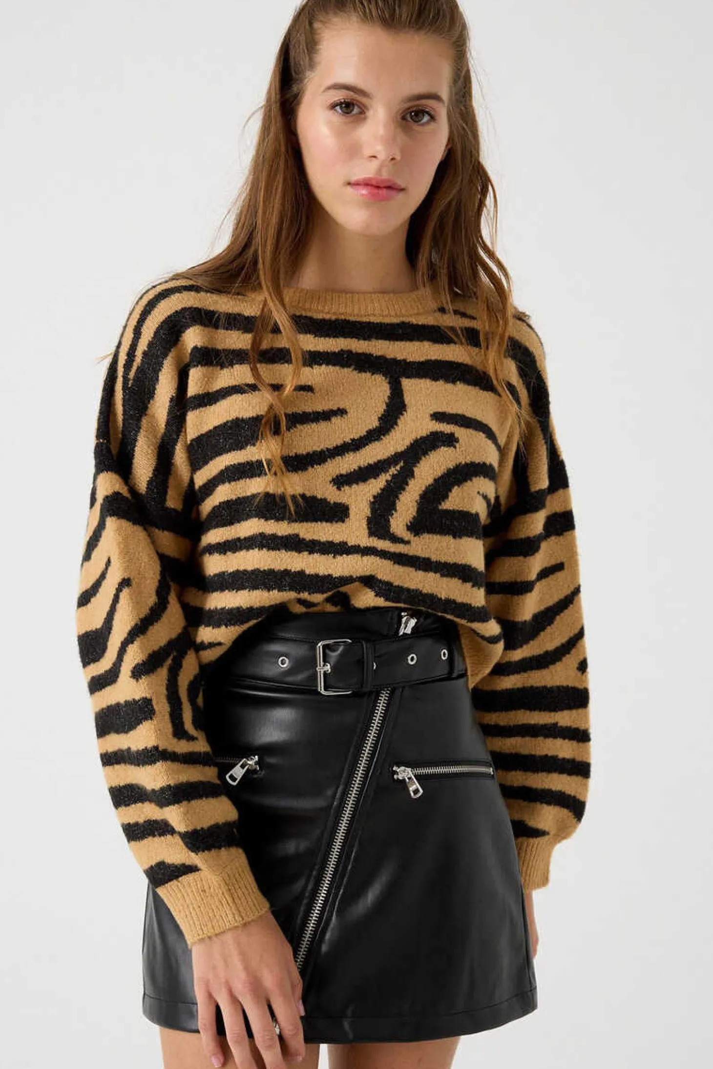 Camisola Jacquard Decote Redondo