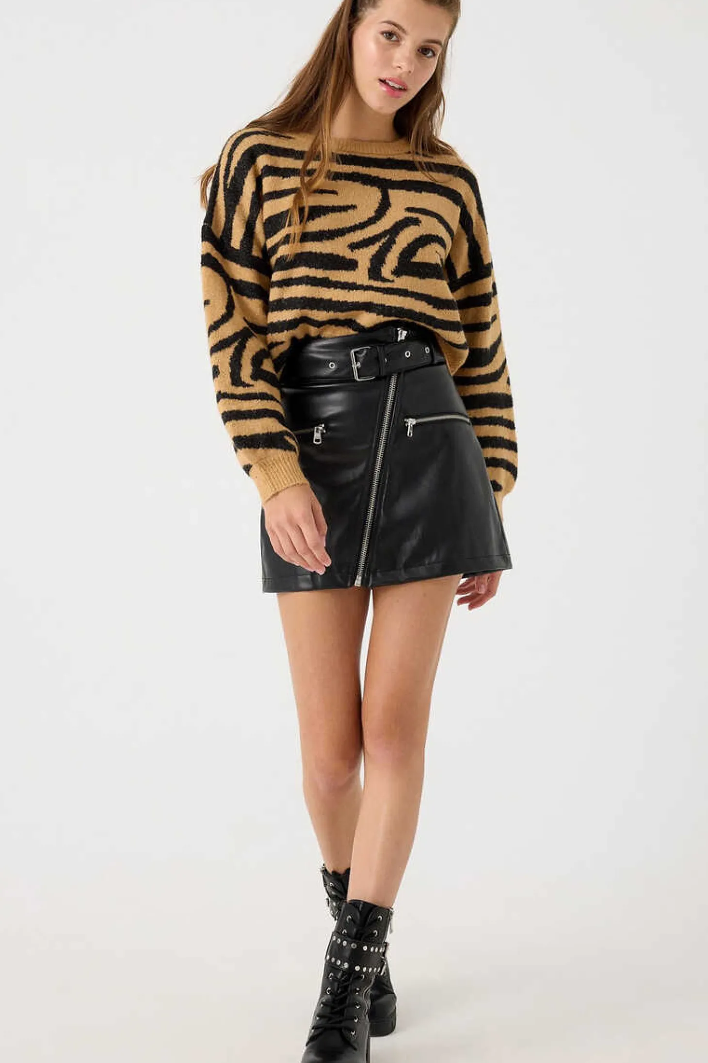 Camisola Jacquard Decote Redondo