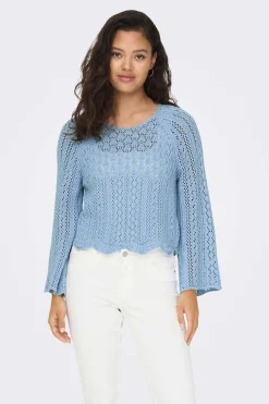 Camisola Malha Rendilhada Crop