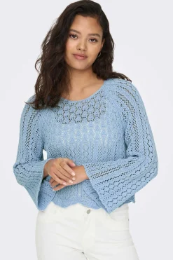 Camisola Malha Rendilhada Crop