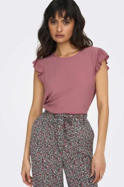 Camisola Manga Curta Folhos