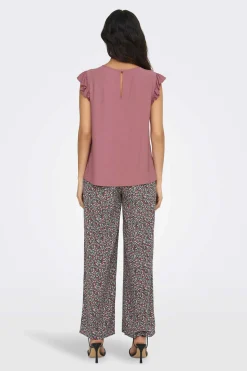 Camisola Manga Curta Folhos