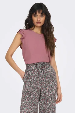 Camisola Manga Curta Folhos