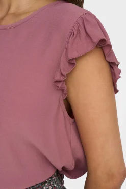 Camisola Manga Curta Folhos