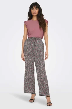 Camisola Manga Curta Folhos