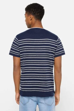 Camisola Manga Curta Riscas Estrutura