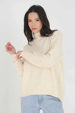 Camisola Oversize Com Gola Em Funil