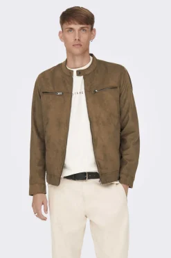 Casaco Biker Efeito Camurca