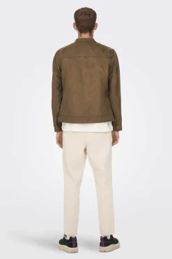 Casaco Biker Efeito Camurca