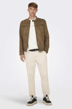 Casaco Biker Efeito Camurca