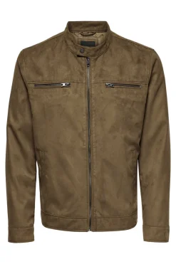 Casaco Biker Efeito Camurca