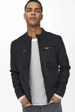 Casaco Biker Efeito Camurca