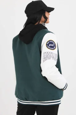 Casaco Bomber Combinado Com Bordado