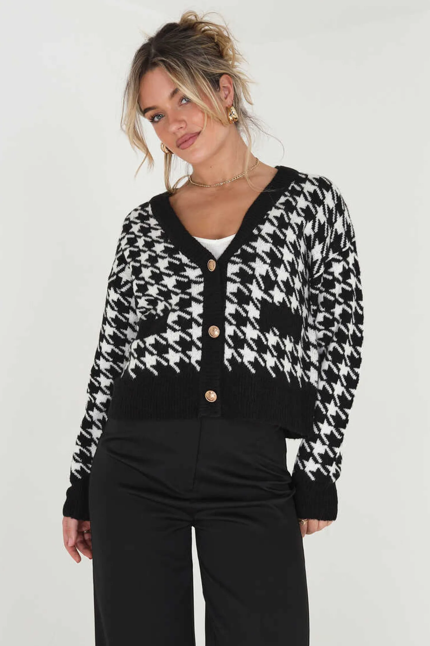 Casaco De Malha Com Pied-De-Poule