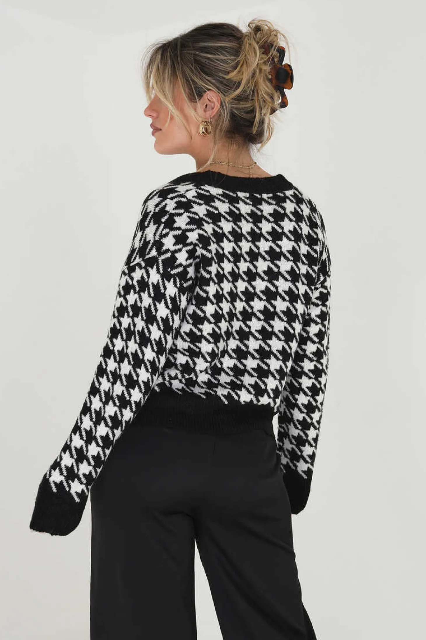 Casaco De Malha Com Pied-De-Poule