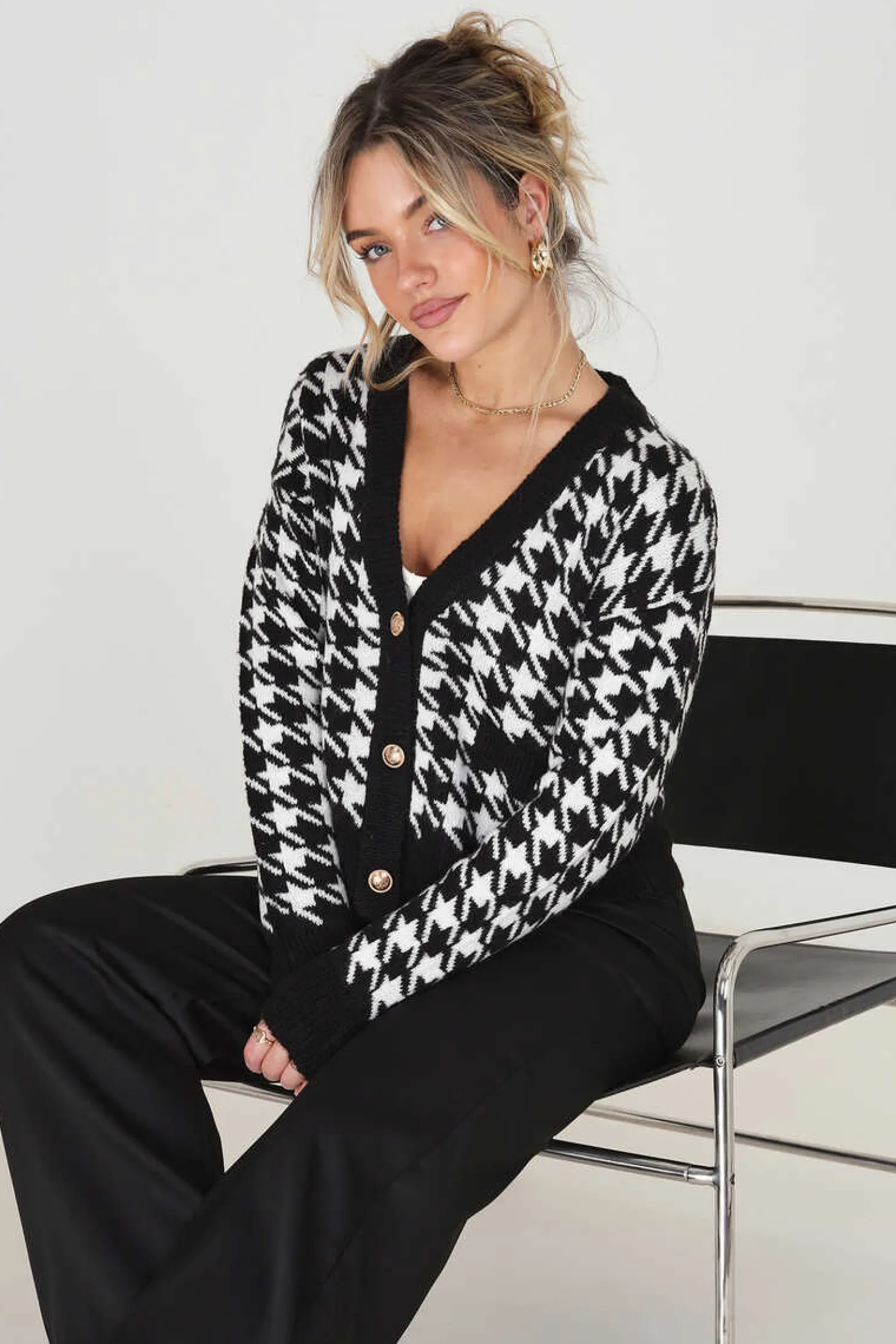 Casaco De Malha Com Pied-De-Poule