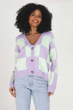 Casaco De Malha De Xadrez