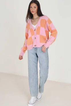 Casaco De Malha De Xadrez