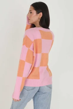 Casaco De Malha De Xadrez