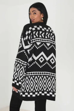 Casaco De Malha Em Jacquard Aberto