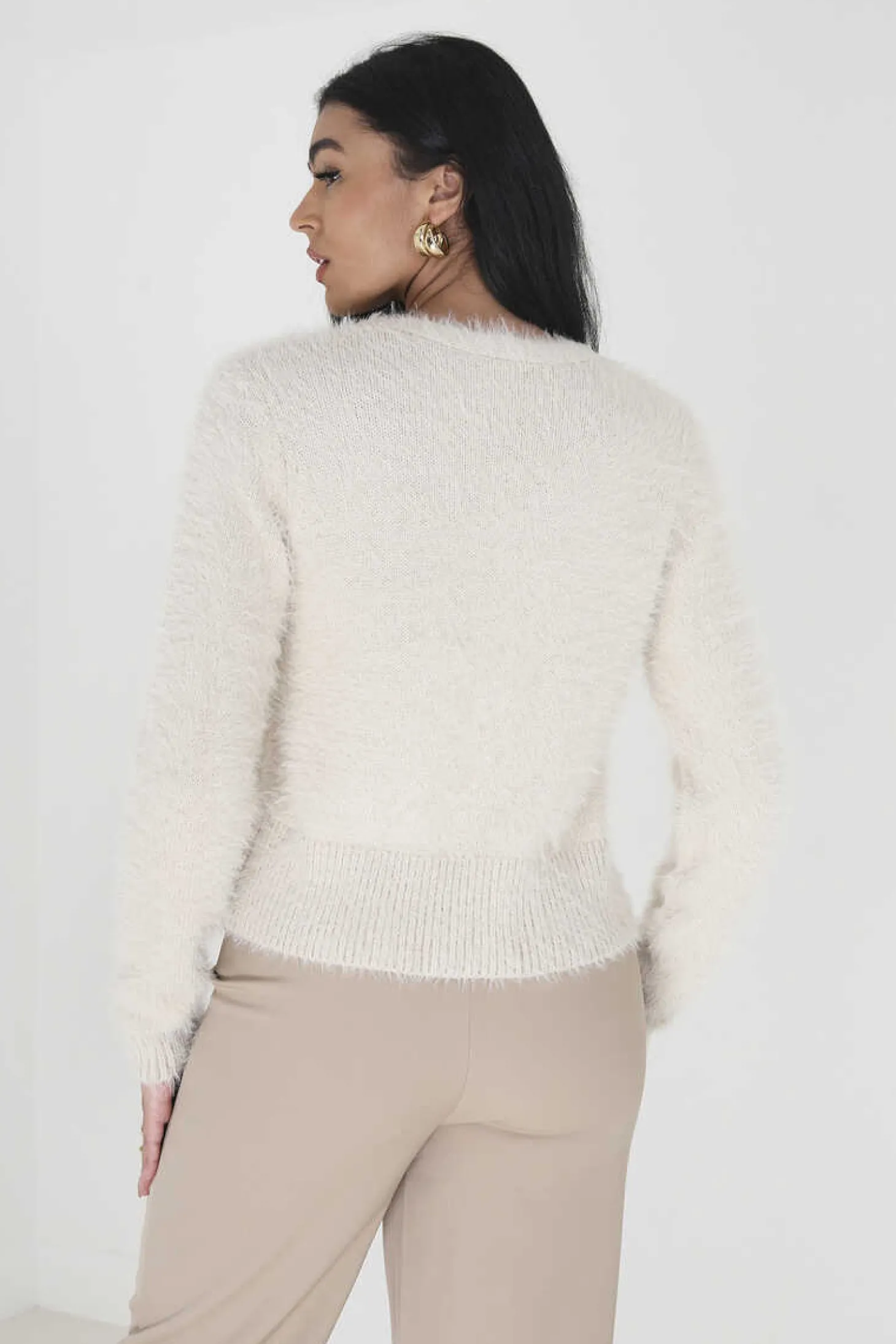 Casaco De Pelo Com Fecho De Corrente