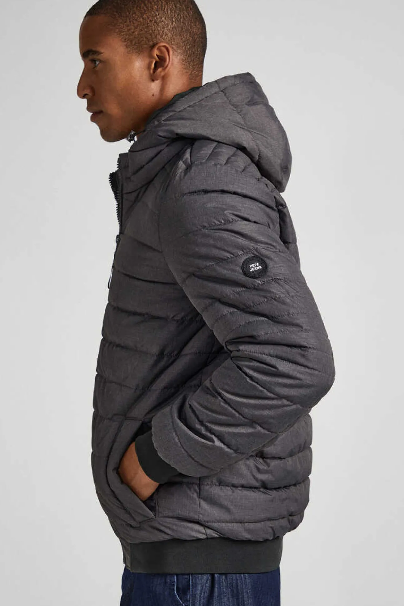 Casaco De Penas Acolchoado Jaspeado