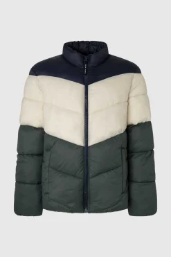 Casaco De Penas Acolchoado Color Block