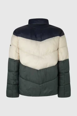 Casaco De Penas Acolchoado Color Block