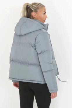 Casaco De Penas Acolchoado Com Capuz