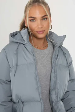 Casaco De Penas Acolchoado Com Capuz