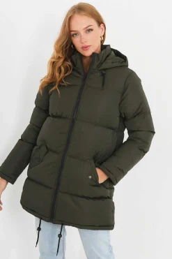 Casaco De Penas Acolchoado Com Capuz