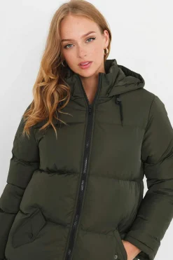 Casaco De Penas Acolchoado Com Capuz