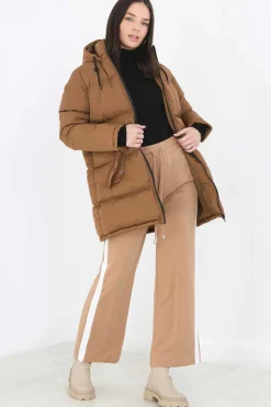 Casaco De Penas Acolchoado Com Capuz