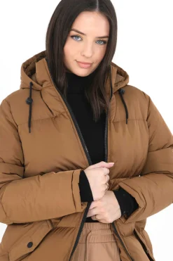 Casaco De Penas Acolchoado Com Capuz