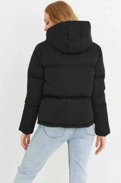 Casaco De Penas Acolchoado Com Capuz