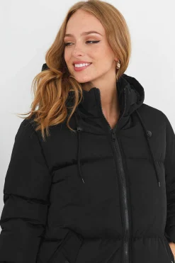 Casaco De Penas Acolchoado Com Capuz