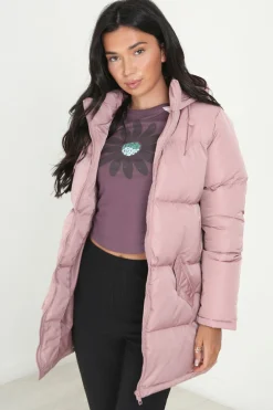 Casaco De Penas Acolchoado Com Capuz