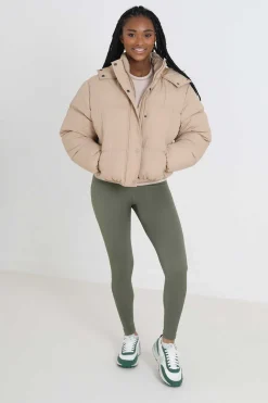 Casaco De Penas Acolchoado Com Capuz