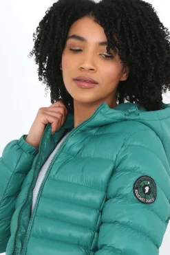 Casaco De Penas Acolchoado Com Capuz