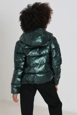 Casaco De Penas Acolchoado Com Capuz