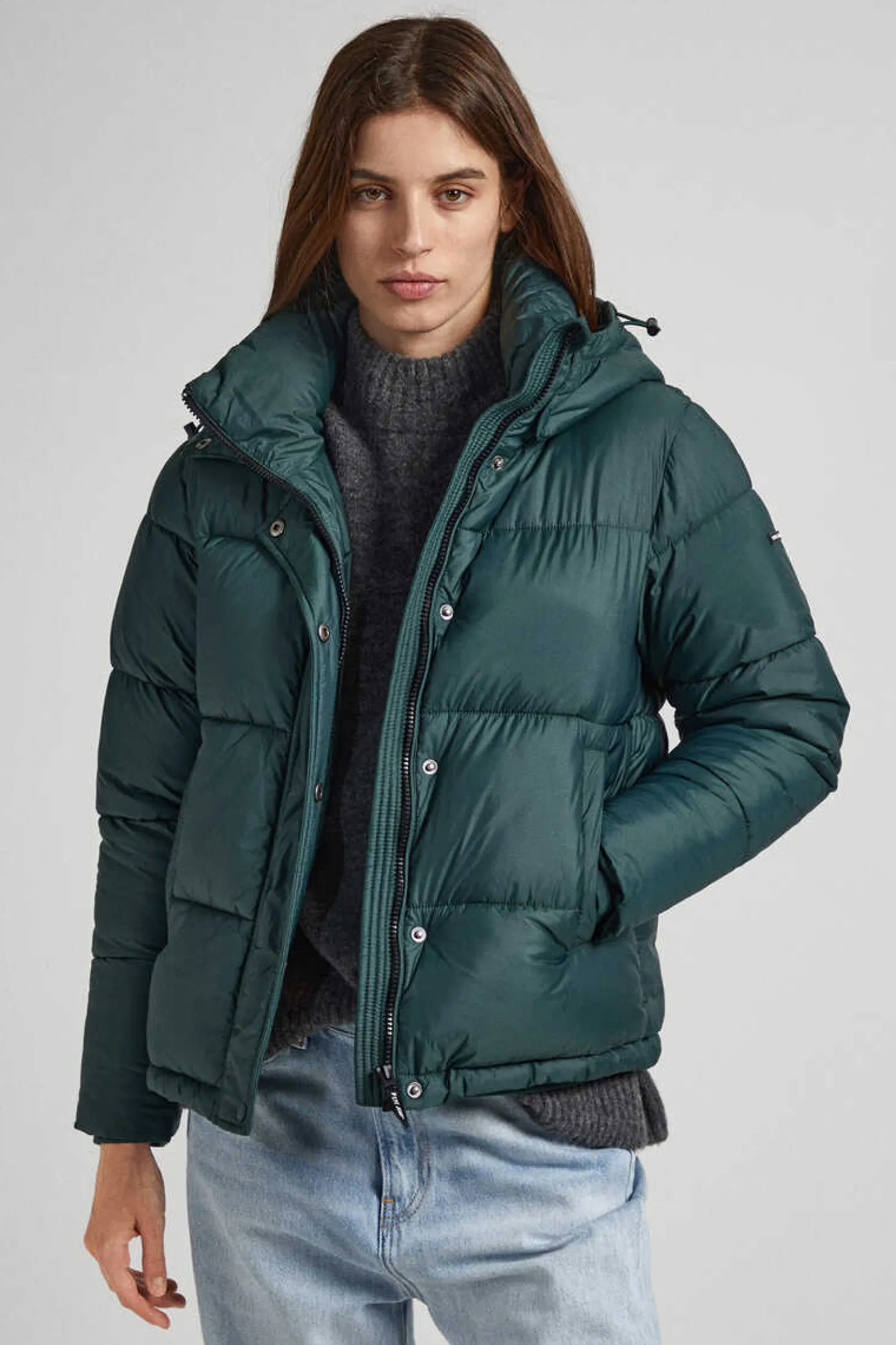 Casaco De Penas Acolchoado Capuz