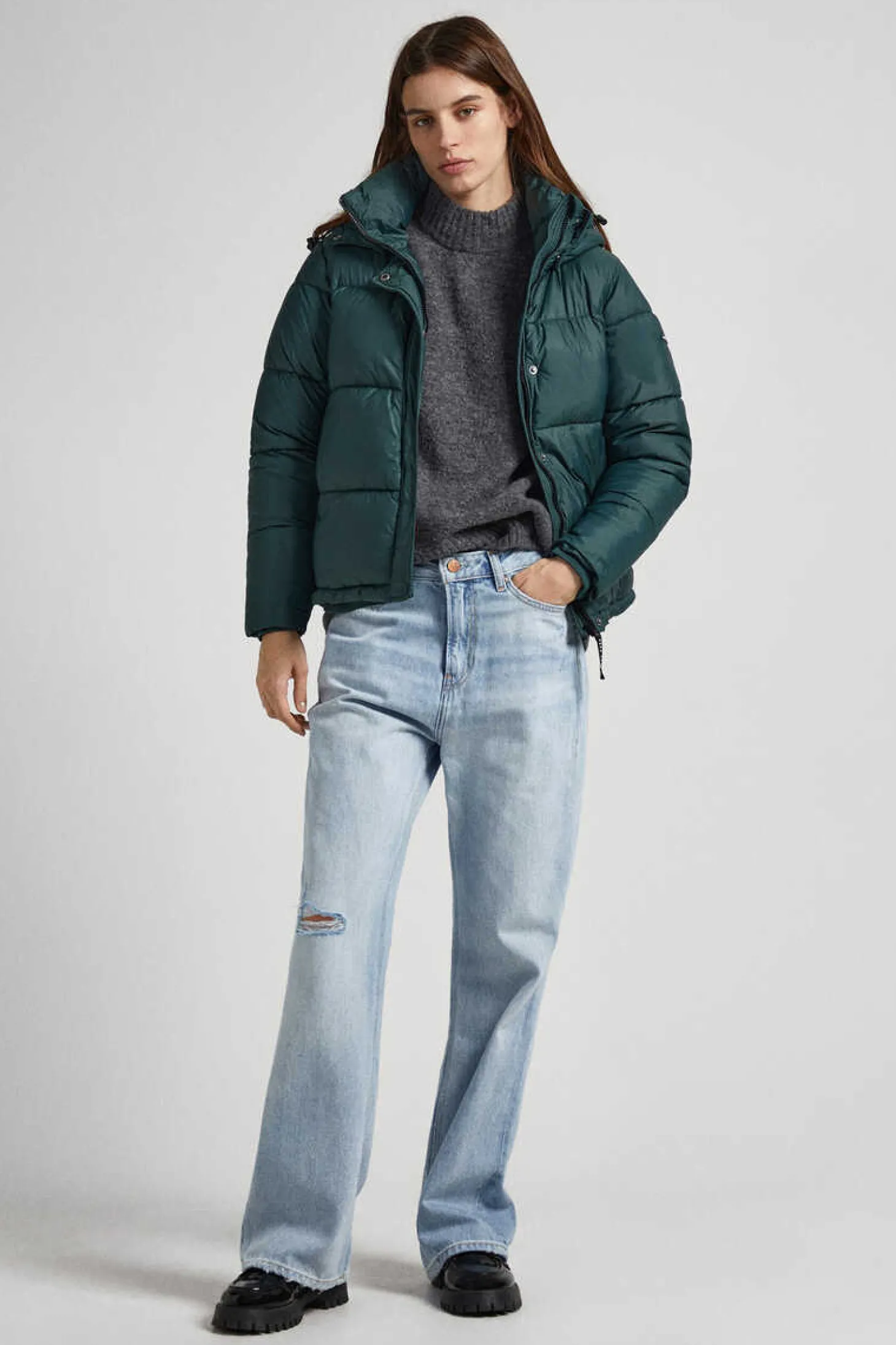 Casaco De Penas Acolchoado Capuz