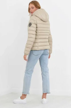 Casaco De Penas Acolchoado Com Capuz