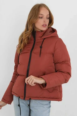 Casaco De Penas Acolchoado Com Capuz